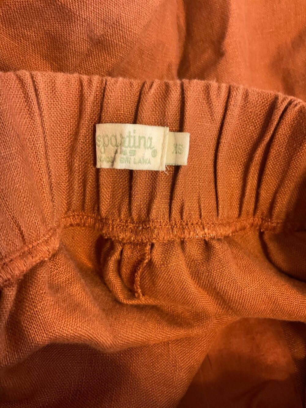 Spartina 449 Pants XS Sienna Brown Light Pink Orange Embroidery Elastic Waist - Picture 8 of 8
